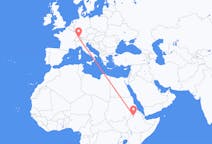 出发地 埃塞俄比亚出发地 貢德爾目的地 瑞士Zurich的航班