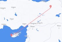 Vluchten van Paphos, Cyprus naar Erzurum, Turkije