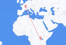 Flyg från Kigali, Rwanda till Lyon, Frankrike