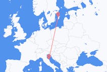 Loty z Visby (Dania), Szwecja do Ankony, Włochy