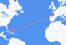 来自特克斯和凯科斯群岛出发地 南凯科斯岛目的地 西班牙毕尔巴鄂的航班