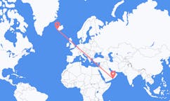 Flyreiser fra byen Salalah, Oman til byen Reykjavik, Island