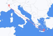 Vols de Sitía, Grèce à Turin, Italie
