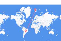 Flyg från Foz do Iguaçu (kommun), Brasilien till Svalbard, Svalbard och Jan Mayen