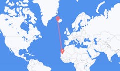 航班从毛里塔尼亚阿塔尔市到雷克雅维克市，冰岛塞尔