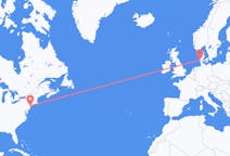 来自美国从纽约出发目的地 丹麦埃斯比约的航班