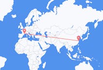 Flyg från Shanghai, Kina till Montpellier, Frankrike