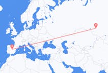 Vluchten van Novosibirsk, Rusland naar Madrid, Spanje