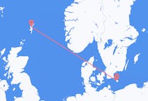 Vluchten van Shetland-eilanden naar Bornholm