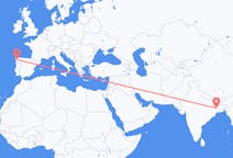 Vluchten van Durgapur, India naar Santiago de Compostella, Spanje