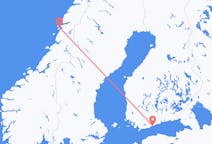 Flug frá Sandnessjøen, Noregi til Helsinki, Finnlandi