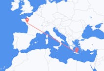出发地 希腊出发地 伊拉克利翁目的地 法国南特的航班