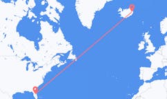 Flights from the city of Orlando, the United States to the city of Egilsstaðir, Iceland