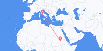 Flyrejser fra Sudan til Italien