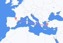 ギリシャのサモス島からから、スペインのサラゴサまでのフライト