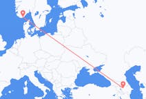 Vols de Gandja, Azerbaïdjan pour Kristiansand, Norvège
