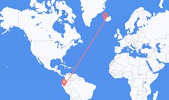 航班从秘鲁卡哈马卡市到雷克雅维克市，冰岛塞尔