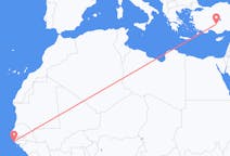 Flyreiser fra Cap Skiring, Senegal til Konya, Tyrkia