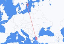 Loty z Visby (Dania), Szwecja z Chios, Grecja