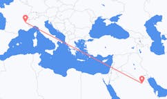 Flug frá Qaisumah, Sádi-Arabíu til Grenoble, Frakklandi