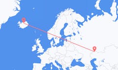 Flyrejser fra Mundtlig, Kasakhstan til Akureyri, Island