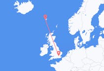 Vluchten van Londen, Engeland naar Sørvágur, Faeröer