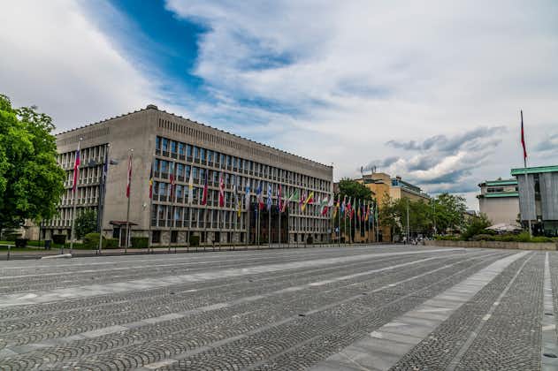 Photo of A view across the Republic Square in central Ljubljana, Slovenia in summertime.