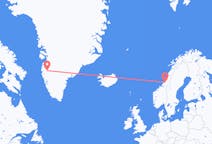 出发地 挪威纳姆索斯目的地 格陵兰坎格鲁斯苏克的航班