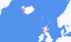 Flyg från staden Edinburgh, Skottland till staden Reykjavik, Island