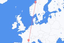 Flyg från Trondheim, Norge till Nimes, Frankrike