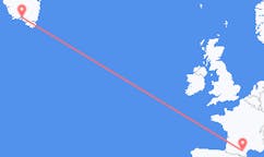 Flyg från Carcassonne, Frankrike till Narsaq, Grönland