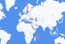 Flyreiser fra Mauritius, Mauritius til Arvidsjaur, Sverige