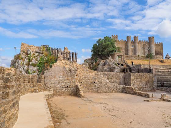 Photo of Stone masonry Castle of Obidos and wall ruins or Castelo de Óbidos is a well-preserved medieval castle located in the civil parish of Santa Maria, Portugal.