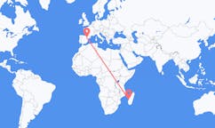 Flyreiser fra Morondava, Madagaskar til Zaragoza, Spania