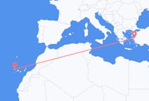 터키 이즈미르에서 출발해 스페인 라팔마까지(으)로 가는 항공편