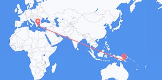 Flyreiser fra Papua Ny-Guinea til Hellas