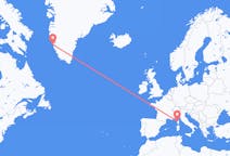 Vluchten van Calvi, Haute-Corse, Frankrijk naar Nuuk, Groenland