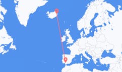航班从西班牙塞维利亚市到Egilssta?ir市，冰岛塞尔