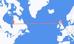 Vluchten van Kuujjuarapik, Canada naar Edinburgh, Schotland