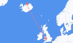 Flights from the city of Cardiff, Wales to the city of Akureyri, Iceland