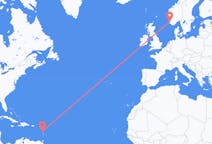 Vluchten van Sint-Jozef, Dominica naar Stavanger, Noorwegen