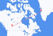 Vluchten van Edmonton, Canada naar Aasiaat, Groenland
