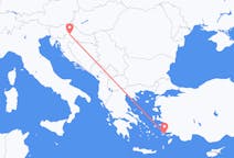 Рейсы из Кос, Греция в Загреб, Хорватия