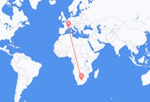 Flyrejser fra Kimberley, Nordkap, Sydafrika til Marseille, Frankrig
