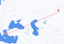 カザフスタンのから Astana、ギリシャのへ ミコノス島フライト