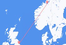 Fly fra Durham, England til Trondheim
