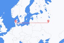 Flyreiser fra Moskva, Russland til Billund, Danmark