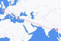 Flyg från Rangoon, Myanmar (Burma) till La Rochelle, Frankrike