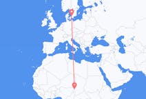 Flyrejser fra N Djamena, Tchad til Angelholm, Sverige