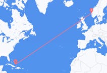 Flights from Spring Point, the Bahamas to Bergen, Norway